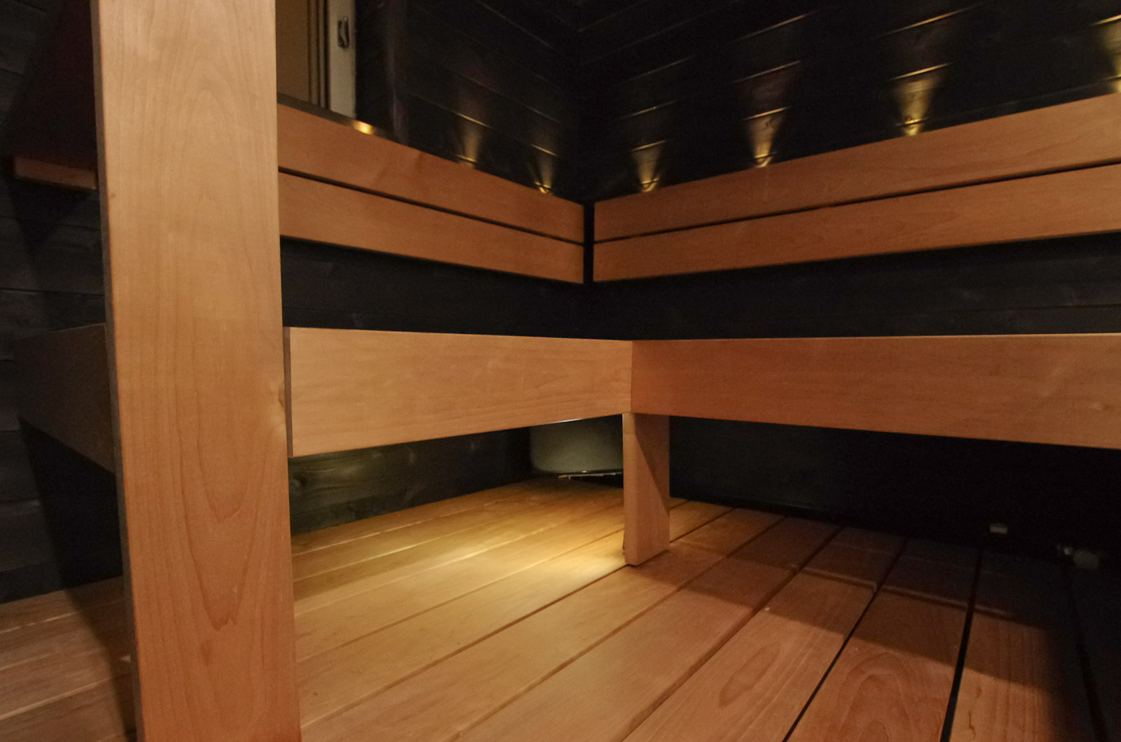 speaker below sauna benches